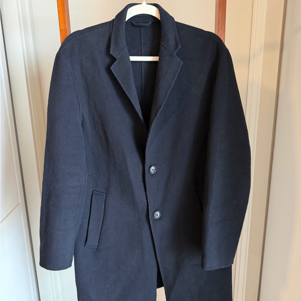 Zara Navy Blue Wool Blend Coat